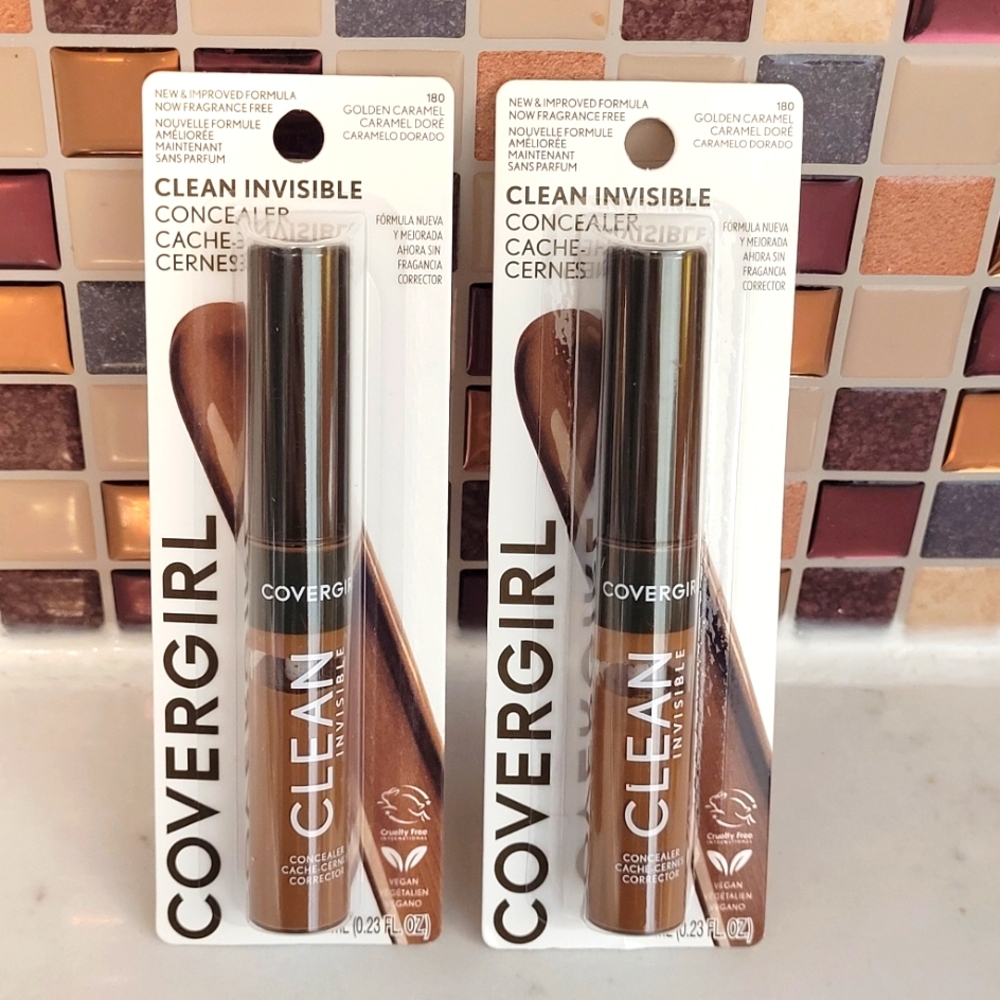 Covergirl Clean Invisible Concealer TWO Golden Caramel #180 Cruelty Free NEW